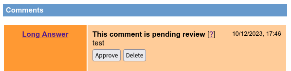 "This comment is pending review" on a user page